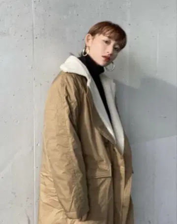 moussy 보아 롱 코트 베이지