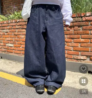 스트라이프 데님 팬츠 nugu