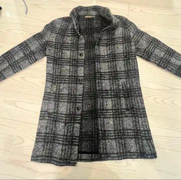 인기 ZARA MAN 체크 무늬 체스터 코트 그레이 계열