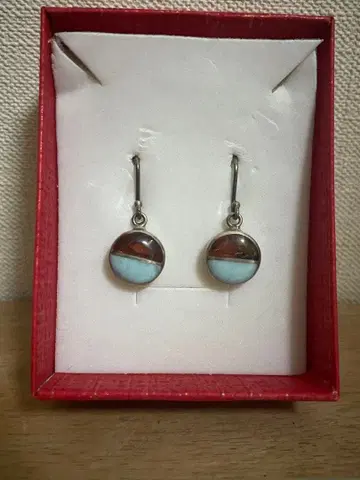 라리마 & 앰버 실버 귀걸이 925 도미니카 공화국