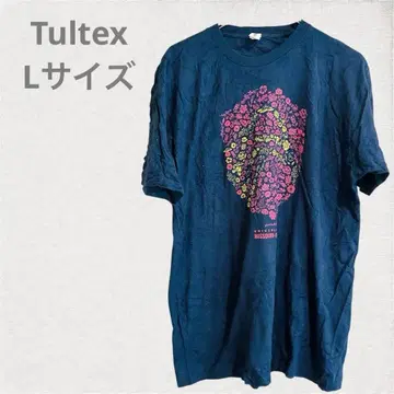 Tultex 꽃무늬 프린트 T셔츠 L 네이비