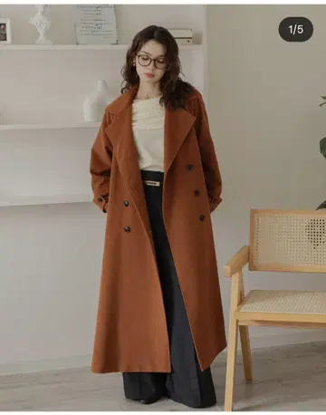란클릭 롱 코트 테라코타