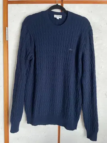 라코스테 캐시미어 혼방 케이블 크루넥 니트 네이비 5 일본 L~XL