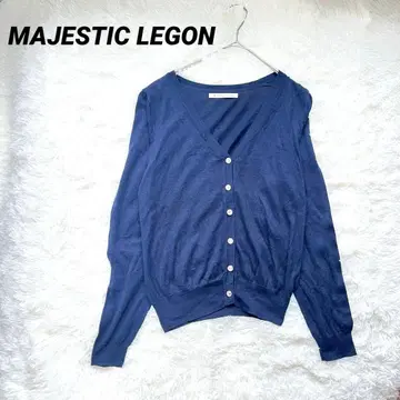 마제스틱 레곤 네이비 가디건 V넥 비쥬 버튼 M