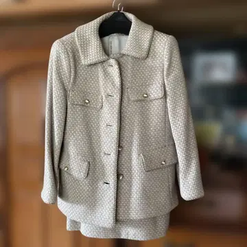 손바느질 베이지 트위드 셋업