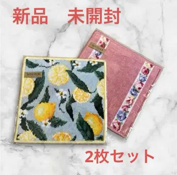 새상품 미사용 페이 타월 손수건 타월 레몬 플라워 핑크