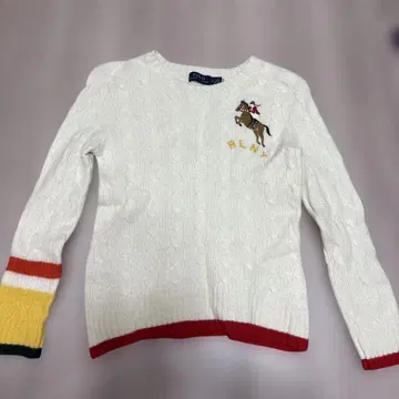 하자품 랄프 로렌 화이트 케이블 니트 스웨터