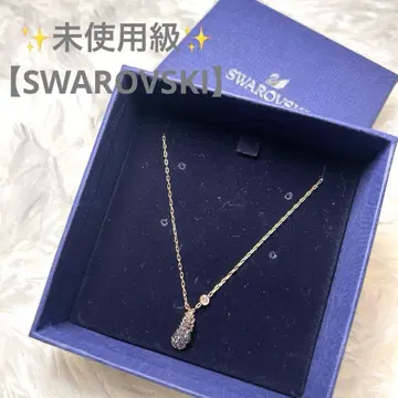 미사용급 SWAROVSKI 스와로브스키 페더 핑크 골드 목걸이