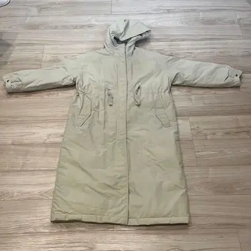 [ URBAN RESEARCH ] 후드 부착 라이트 베이지 롱 패딩 자켓