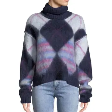 다이앤 모헤어 혼방 아가일 터틀넥 니트