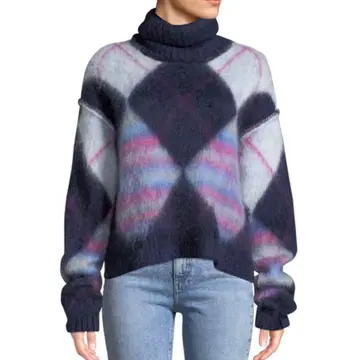 다이앤 모헤어 혼방 아가일 터틀넥 니트