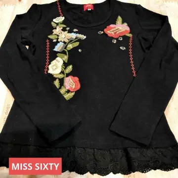 MISS SIXTY 꽃무늬 자수 긴팔 상의 블랙 L