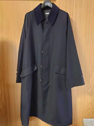 네이비 스텐카라 코트 코듀로이 옷깃