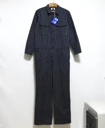 새상품 yarmo BOILER SUIT S 네이비 스트라이프 영국제