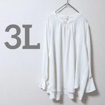 [ RIVIETTA ] 블라우스 프릴 소매 화이트 튜닉 빅 사이즈 3L