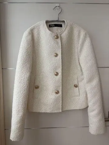 ZARA 화이트 노카라 자켓 XS 택 포함 미사용 새상품