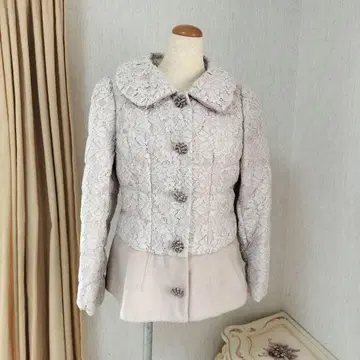 새상품급 슈퍼 뷰티 레이스 핑크 리본 다운 자켓