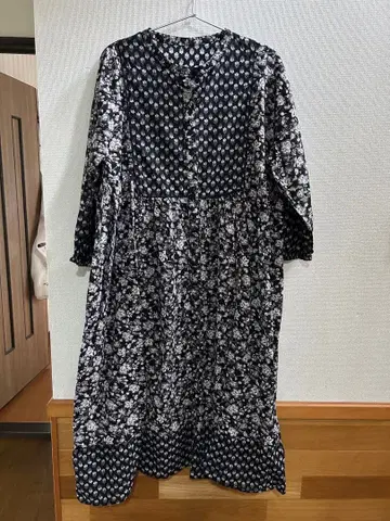 인도 면 원피스 블록 프린트 미사용품 긴팔 L 사이즈
