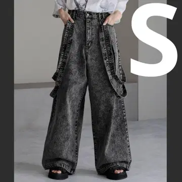 [ 고품질 ] cussil 서스펜더 데님 와이드 팬츠