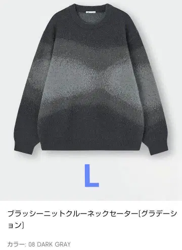 지유 브라시 니트 크루넥 스웨터 그라데이션 L