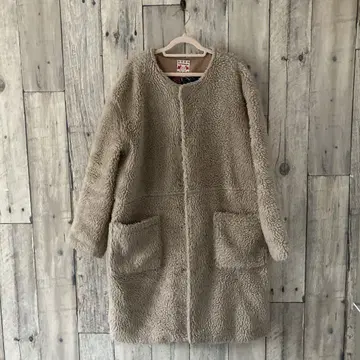 티티카카 보아 코트 오토미 패턴 코트 프리 사이즈 베이지