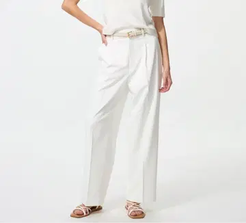 UNIQLO 턱 와이드 팬츠 S 화이트
