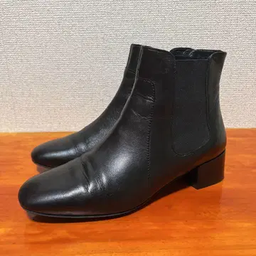 새상품급 파비오 루스코니 숏부츠 천연 가죽 가죽 블랙 23cm