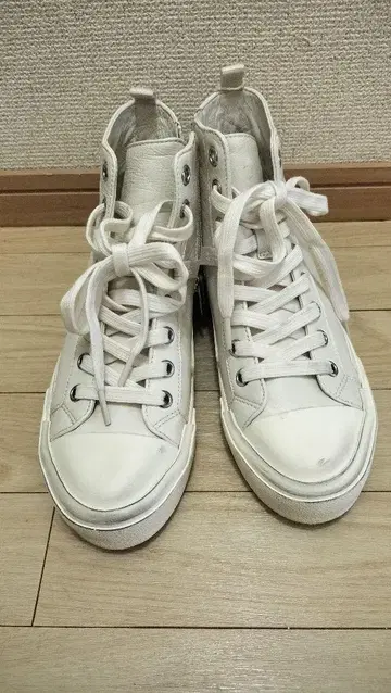 새상품 ASH 화이트 하이컷 스니커즈 지퍼 포함 37