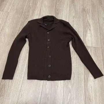 브라운 모 100% 리브 긴팔 가디건 반팔 세트