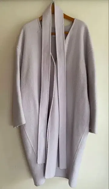 연보라 롱 노카라 코트
