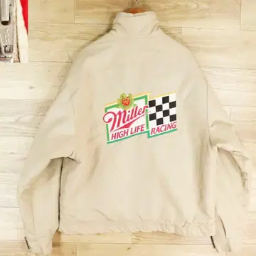 80s 90s Miller 레이싱 자켓 기업 맥주 체커
