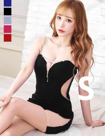 택 포함 미사용 새상품 블랙 하트 컷 드레스 S