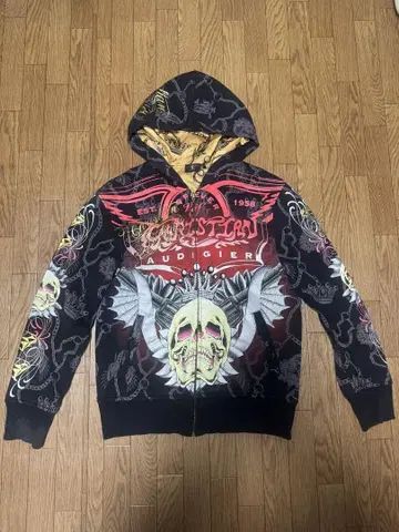 Christian Audigier 스컬 그래픽 후드티
