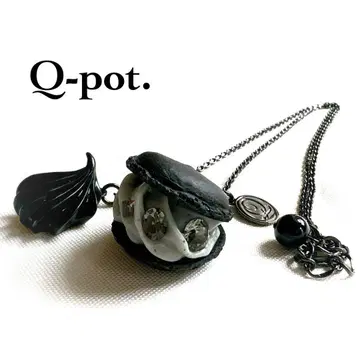Q-pot. 블랙세서미 마카롱 블랙 목걸이 블랙 주얼