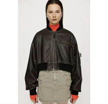 완판템 SLY 스라이 VINTAGE F/LEATHER CROP 블루종