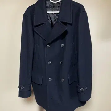 네이비 울 피 코트 더블 버튼