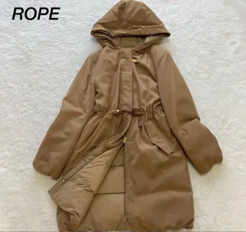 ROPE 리버서블 다운 코트 골드 금장 장식 후드 A라인
