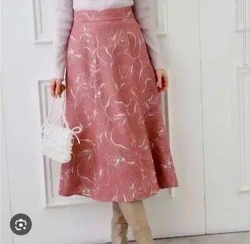 쿠튀르 브로치 플라워 프린트 플레어 스커트 레스 빠세