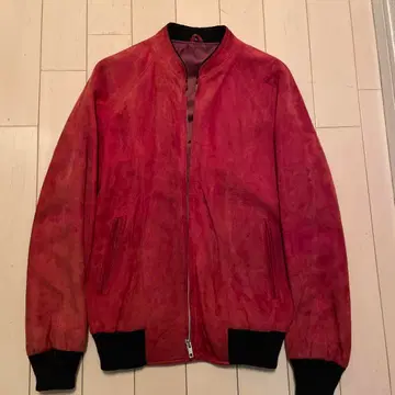 빨간색 스웨이드 봄버 자켓