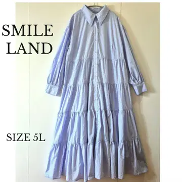 SMILE LAND 티어드 맥시 셔츠 원피스 SIZE 5L 블루