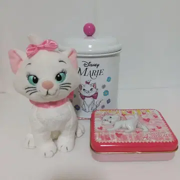 디즈니 마리 봉제 인형과 법랑 캔 세트 3종