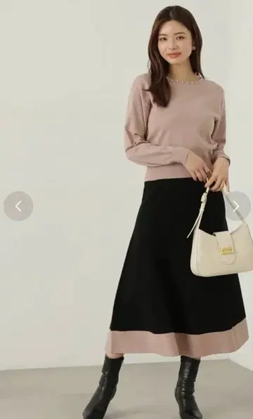 프로포션 바디 드레싱 바이컬러 펄 니트 상하의 셋업