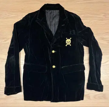 블랙 벨벳 테일러드 자켓 해골