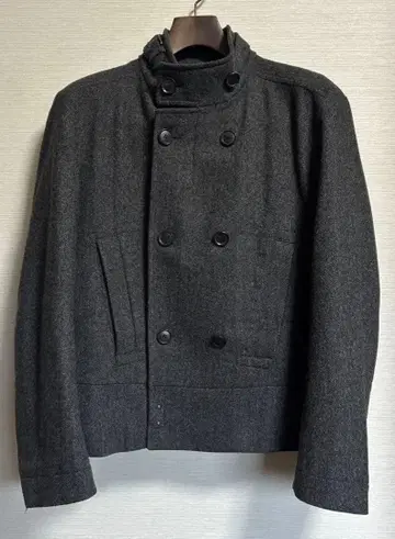 휴고보스 울 더블 브레스트 피 코트 그레이