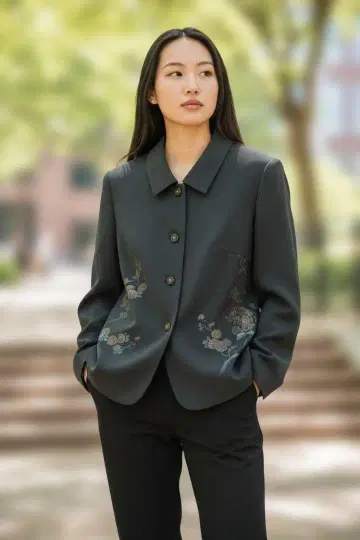 순수 실크 겉옷 리메이크 자켓 재패니즈 모던 하나뿐인 L 사이즈