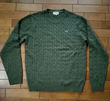 Lacoste 케이블 니트 스웨터 L 올리브 그린