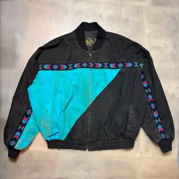 USA 90's David James 네이티브 무늬 블루종 XL