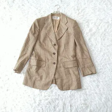 ALPHA CUBIC 체크 무늬 테일러드 자켓 실크 울 일본제 34