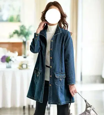데님 소재 스티치 사용 자켓 4L 빅 사이즈