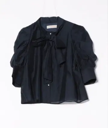 31 Sons de mode 비쥬 버튼 시어 보타이 블라우스 네이비